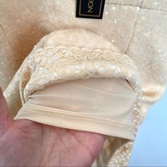 NWT Dress the Population Cream Zoe Sequined Mini L - Picture 10 of 16